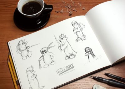 Charakter-Konzeptzeichnung für „Pingu Quest“