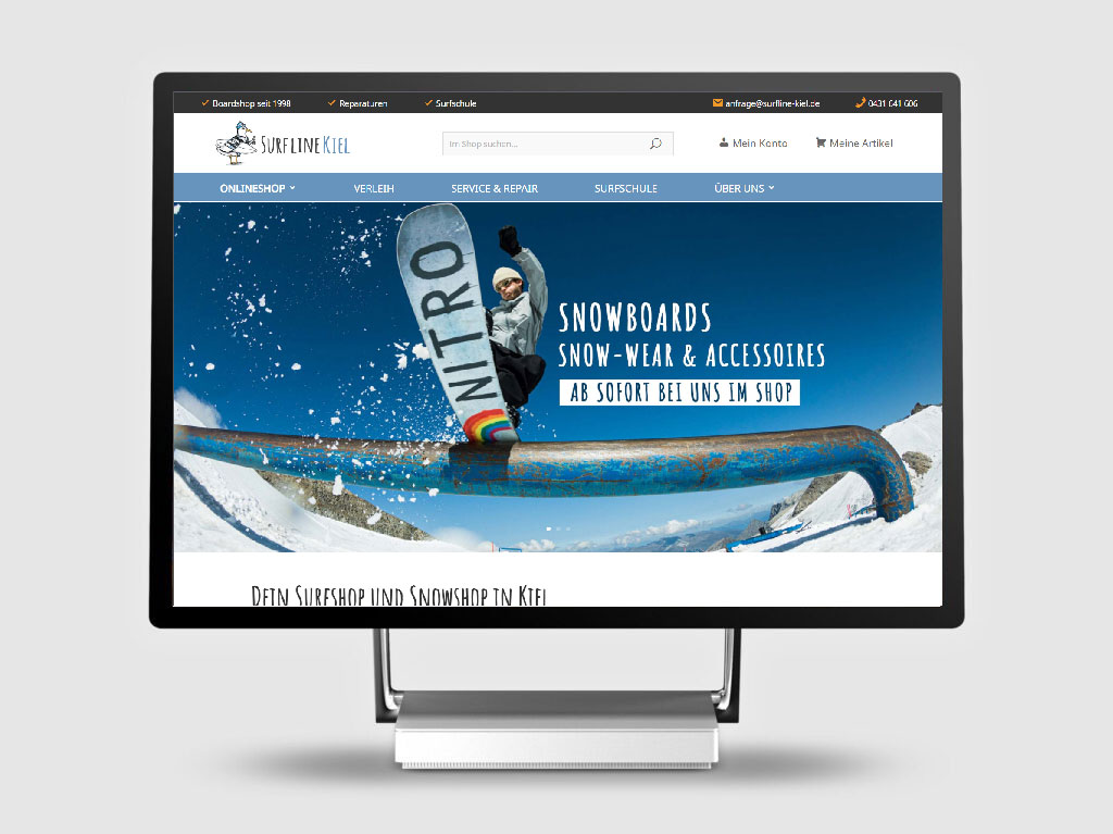 Individuelle Gestaltung und Programmierung eines WooCommerce-Onlineshops für Surfline, Kiel