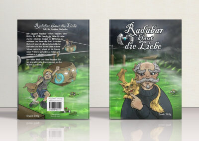 Fantasy-Buchcover-Illustration für Radabar Band 1 - Radabar klaut die Liebe