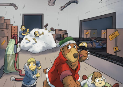 Kinderbuch-Illustration: Eddy der Weihnachtsdetektiv