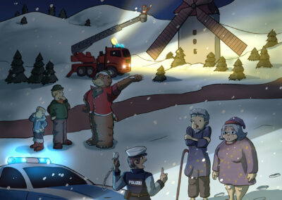 Kinderbuch-Illustration: Eddy der Weihnachtsdetektiv