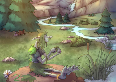 Fantasy-Kinderbuch-Illustration für "Tala, das Wichtelmädchen erzählt: Die Brieffreundschaft"