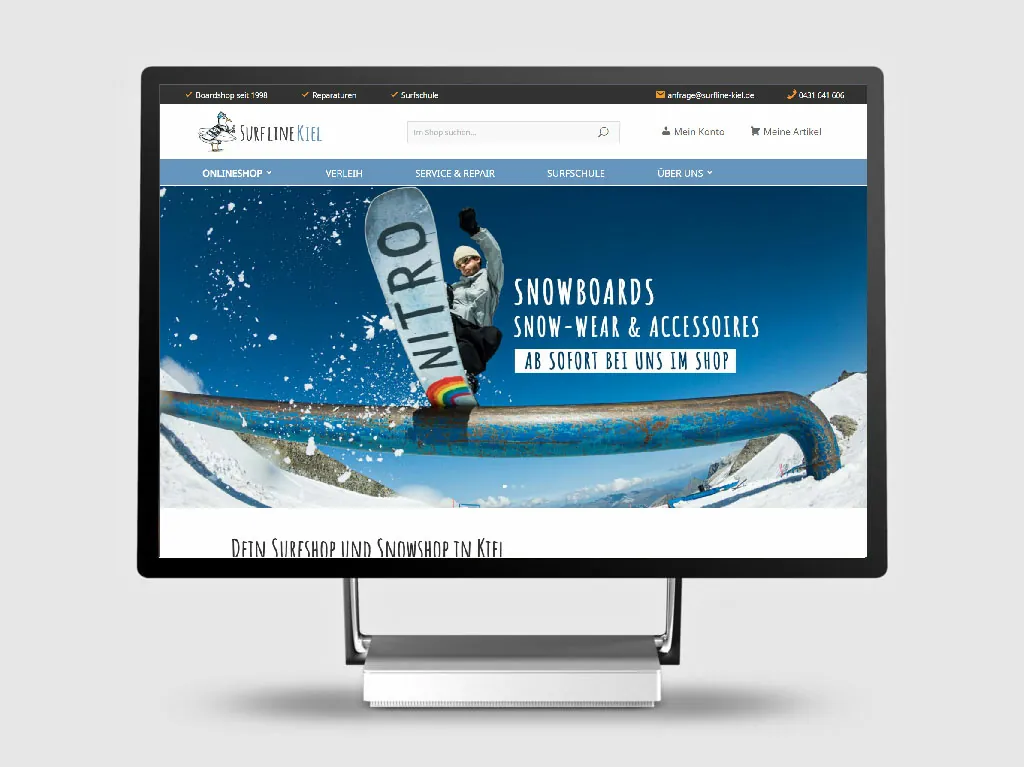 Individuelle Gestaltung und Programmierung eines WooCommerce-Onlineshops für Surfline, Kiel